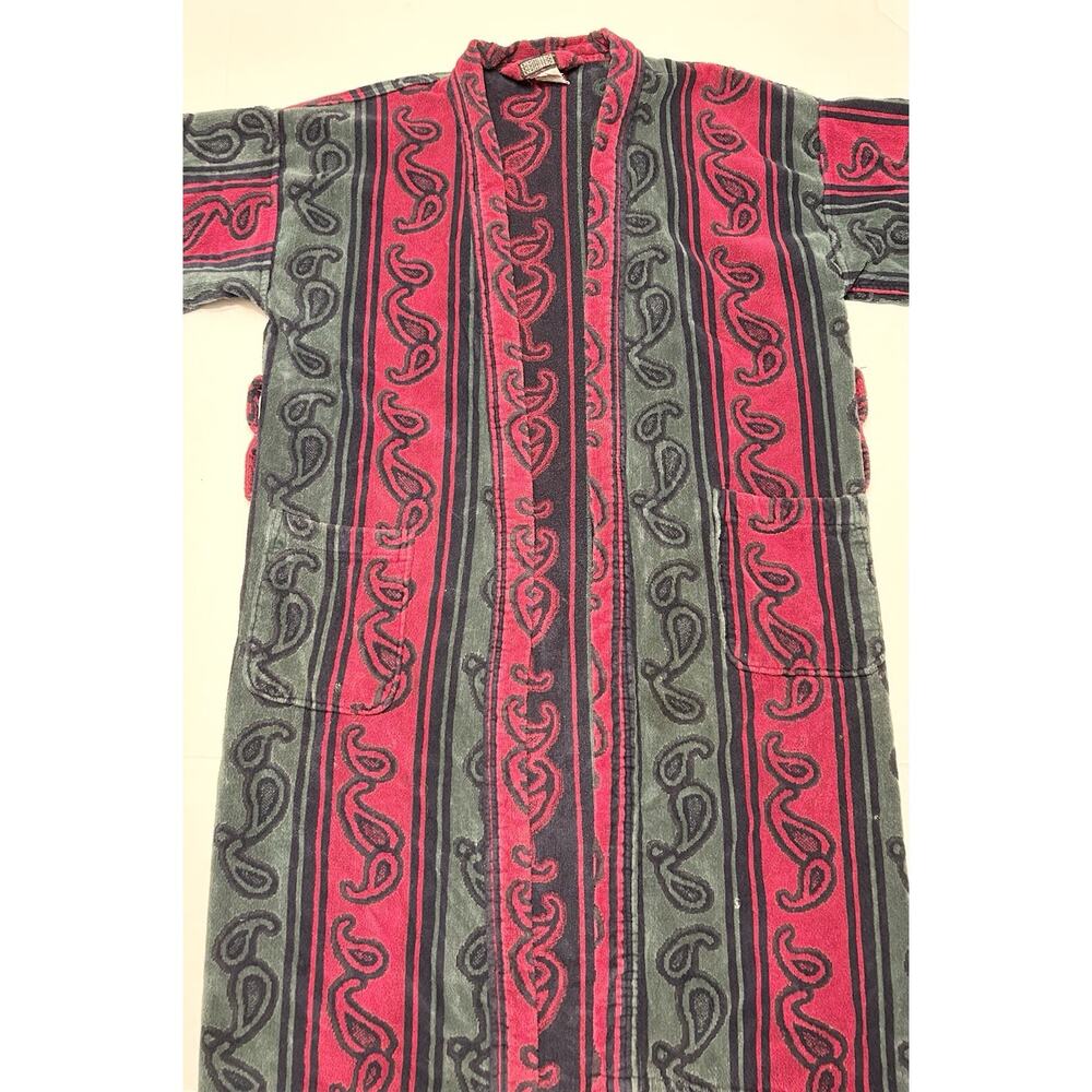 Vintage Knightsbridge Paisley Terry Bath Robe Mens One Size Missing Belt RARE